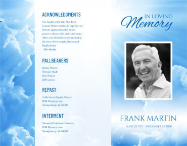 Funeral Memorial Program PrePrinted Shell Folder