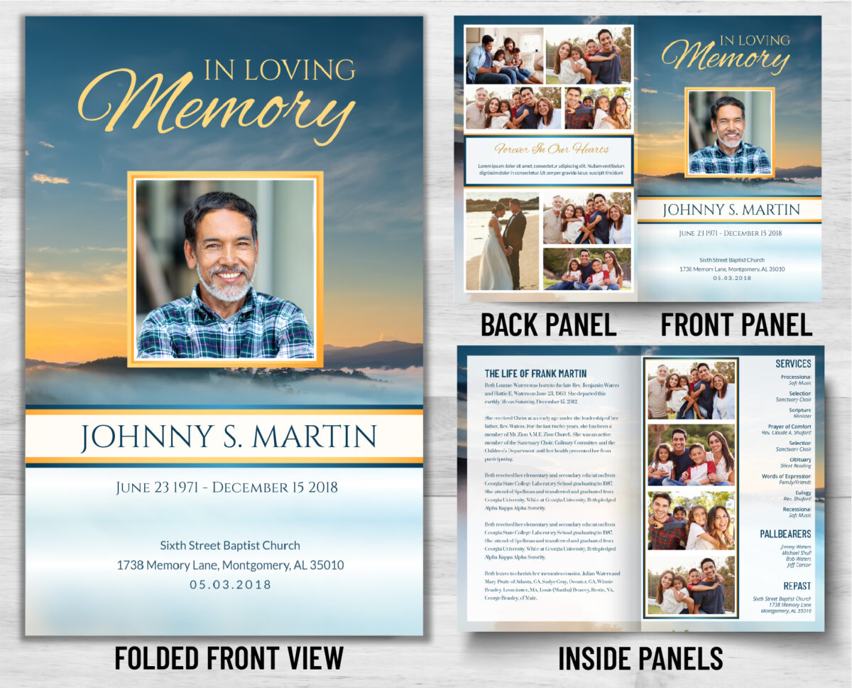 Making A Memorial Shell Funeral Program PrePrinted Shell - 1092 - Memorial Prints - Memorial ...