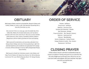 Funeral Memorial Program PrePrinted Shell Folder