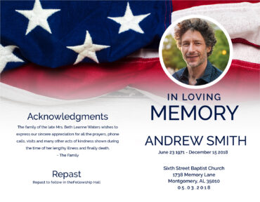 Funeral Memorial Program PrePrinted Shell Folder