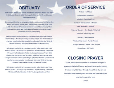 Funeral Memorial Program PrePrinted Shell Folder