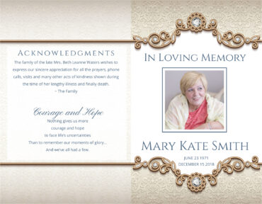 Funeral Memorial Program PrePrinted Shell Folder