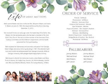 Funeral Memorial Program PrePrinted Shell Folder