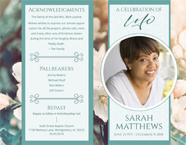 Funeral Memorial Program PrePrinted Shell Folder