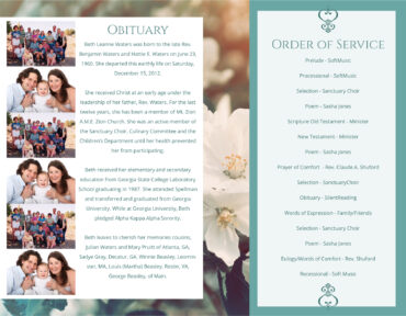 Funeral Memorial Program PrePrinted Shell Folder