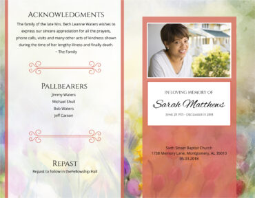 Funeral Memorial Program PrePrinted Shell Folder