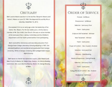 Funeral Memorial Program PrePrinted Shell Folder