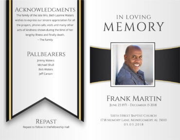 Funeral Memorial Program PrePrinted Shell Folder