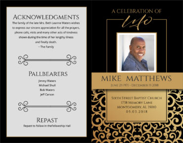 Funeral Memorial Program PrePrinted Shell Folder