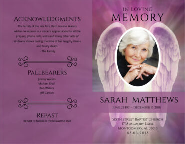 Funeral Memorial Program PrePrinted Shell Folder