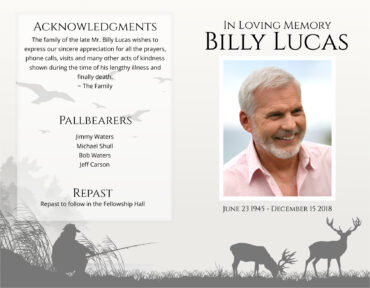 Funeral Memorial Program PrePrinted Shell Folder