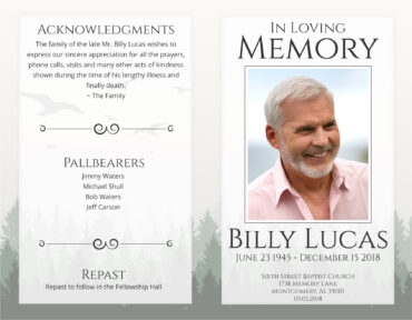 Funeral Memorial Program PrePrinted Shell Folder
