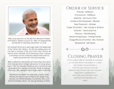 Funeral Memorial Program PrePrinted Shell Folder