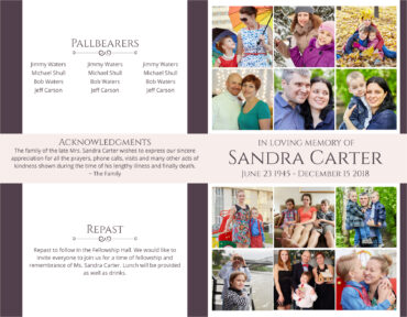 Funeral Memorial Program PrePrinted Shell Folder