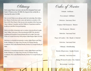 Funeral Memorial Program PrePrinted Shell Folder