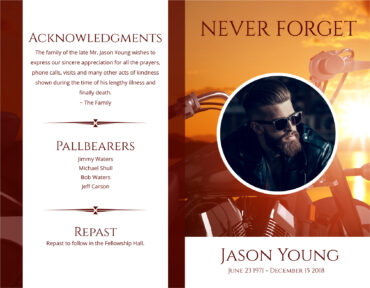 Funeral Memorial Program PrePrinted Shell Folder