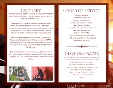 Funeral Memorial Program PrePrinted Shell Folder
