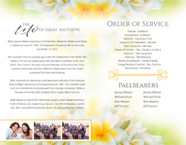 Funeral Memorial Program PrePrinted Shell Folder