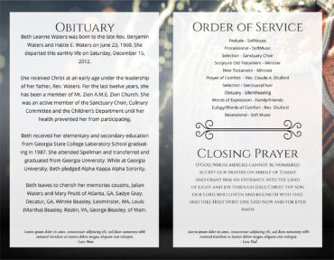 Funeral Memorial Program PrePrinted Shell Folder