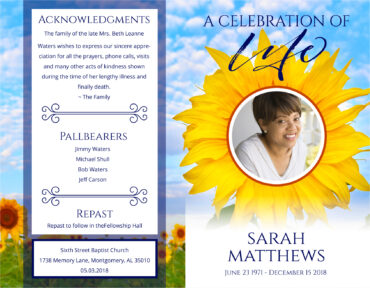 Funeral Memorial Program PrePrinted Shell Folder