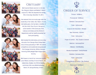Funeral Memorial Program PrePrinted Shell Folder
