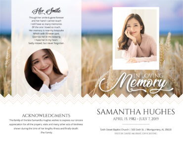 Funeral Memorial Program PrePrinted Shell Folder