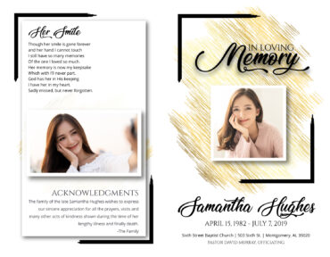 Funeral Memorial Program PrePrinted Shell Folder