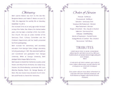 Funeral Memorial Program PrePrinted Shell Folder