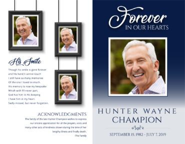 Funeral Memorial Program PrePrinted Shell Folder