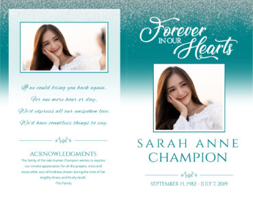 Funeral Memorial Program PrePrinted Shell Folder