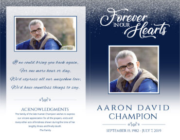 Funeral Memorial Program PrePrinted Shell Folder