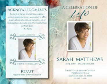 Funeral Memorial Program PrePrinted Shell Folder
