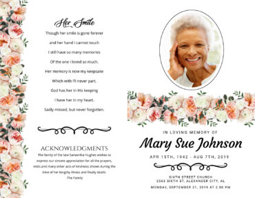 Funeral Memorial Program PrePrinted Shell Folder