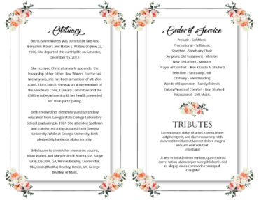 Funeral Memorial Program PrePrinted Shell Folder
