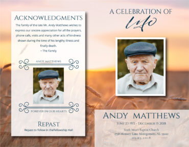 Funeral Memorial Program PrePrinted Shell Folder
