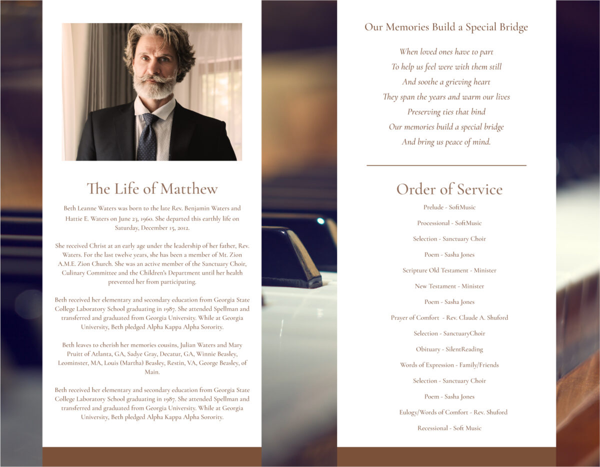 Maintenance Shell Funeral Funeral Program PrePrinted Shell - 2042 - Memorial Prints - Memorial ...