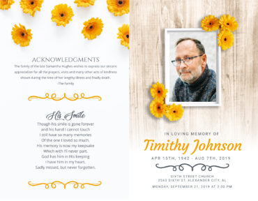 Funeral Memorial Program PrePrinted Shell Folder