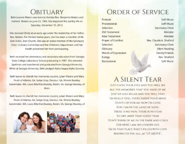 Funeral Memorial Program PrePrinted Shell Folder