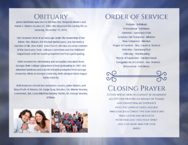 Funeral Memorial Program PrePrinted Shell Folder