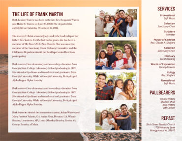 Funeral Memorial Program PrePrinted Shell Folder