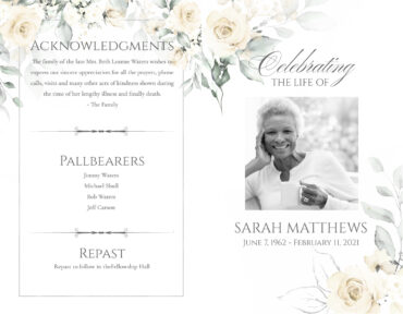 Funeral Memorial Program PrePrinted Shell Folder