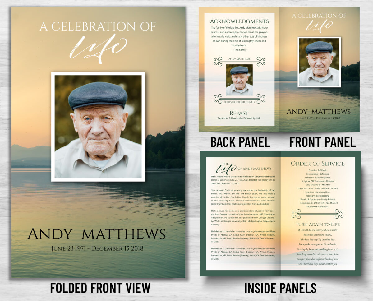 Funeral Memorial Program PrePrinted Shell Folder