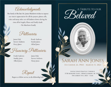Funeral Memorial Program PrePrinted Shell Folder