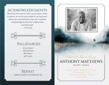 Funeral Memorial Program PrePrinted Shell Folder