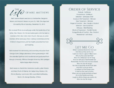 Funeral Memorial Program PrePrinted Shell Folder