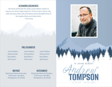 Funeral Memorial Program PrePrinted Shell Folder