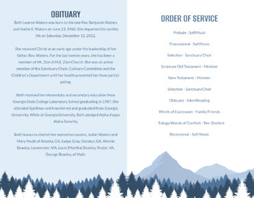Funeral Memorial Program PrePrinted Shell Folder