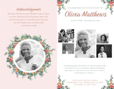 Funeral Memorial Program PrePrinted Shell Folder