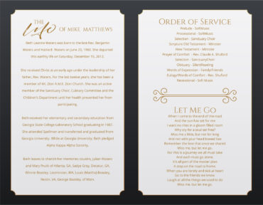 Funeral Memorial Program PrePrinted Shell Folder