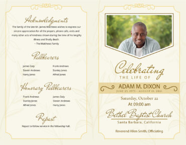 Funeral Memorial Program PrePrinted Shell Folder